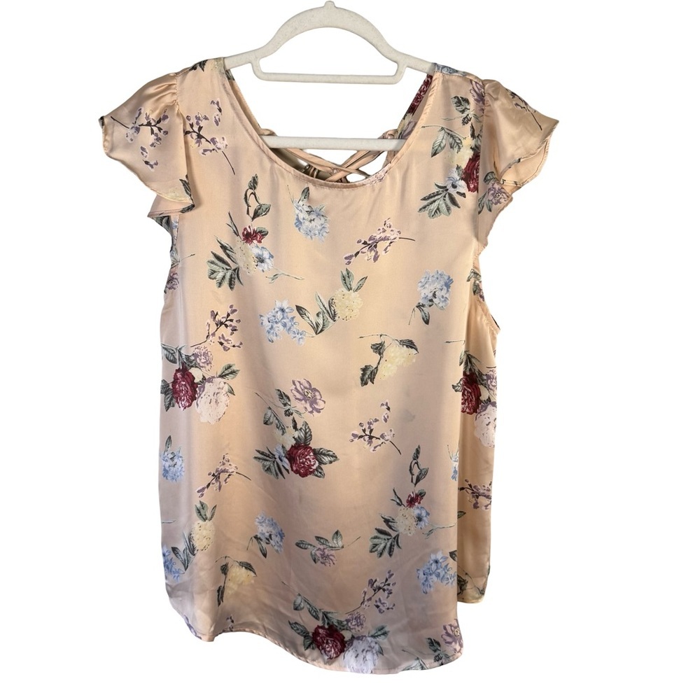 Jella C. Pastel Pink Cream Floral Blouse Size M Cottagecore Romantic Feminine